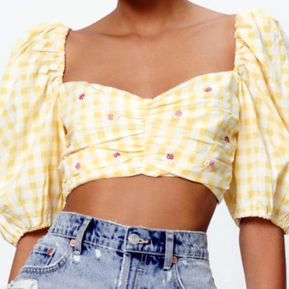 Zara Gangnam Yellow Puffy Sleeves - Picture 1 of 5